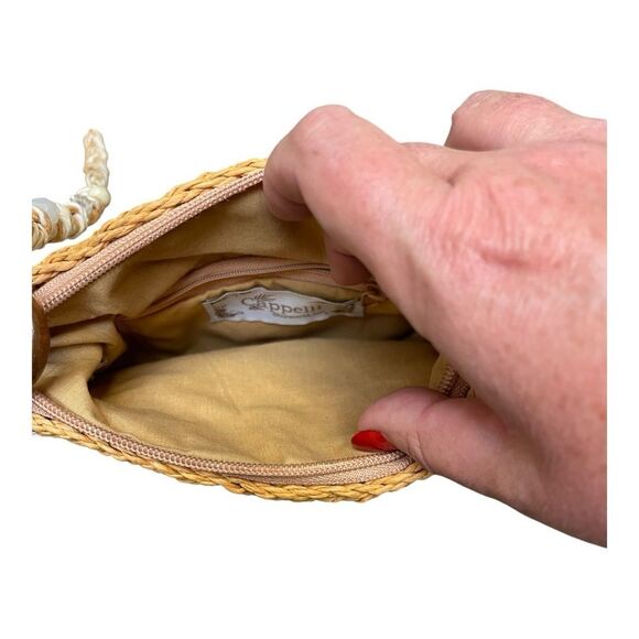 Cappelli Straworld Elegant Woven Straw Crossbody Bag Cream Tan Coastal Grandma - Picture 3 of 10